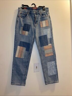 Lucky Brand Patchwork Boy Mid Rise Relaxed Straight Jeans Size 6 / 28